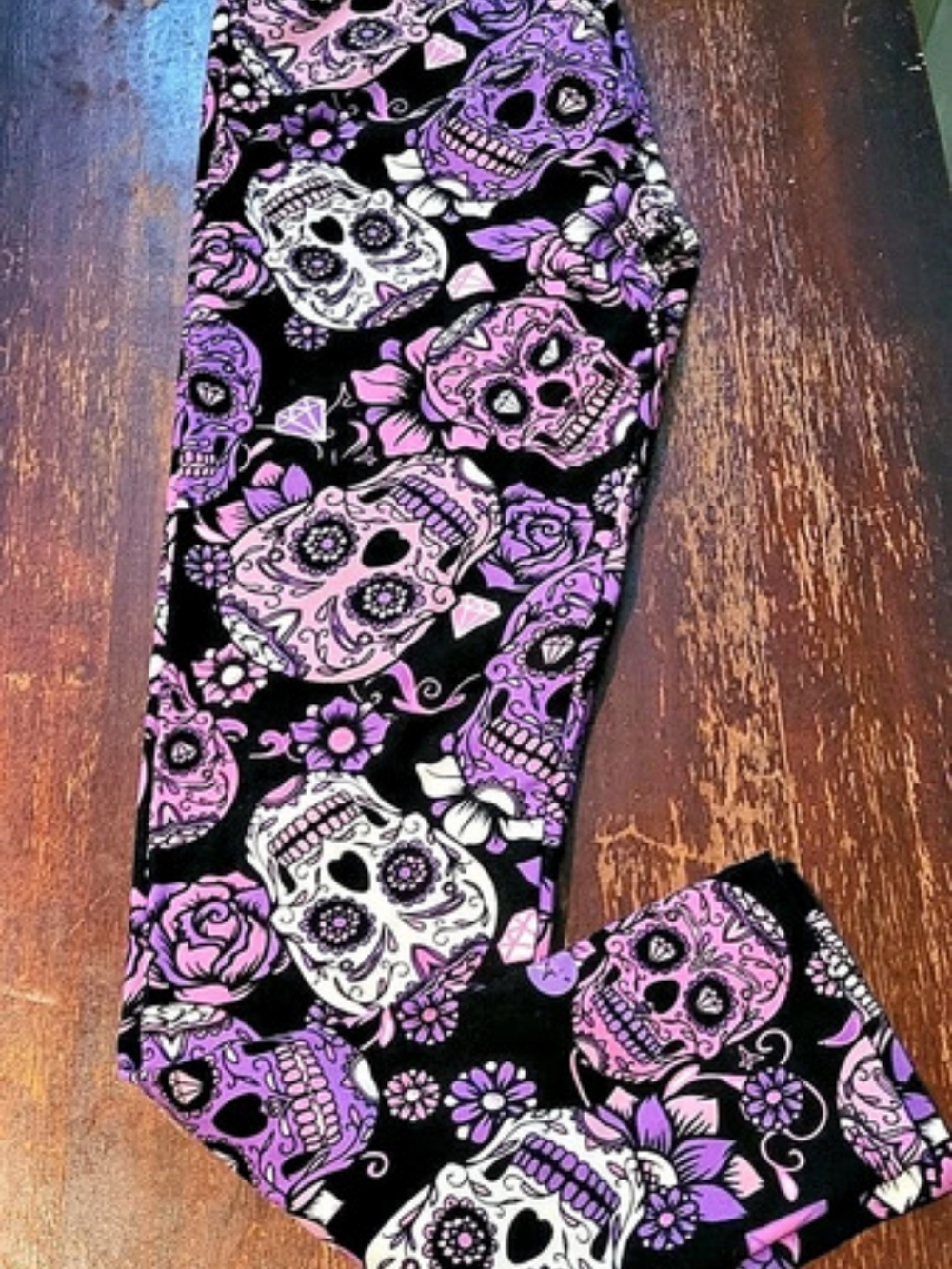 Sweetlegs  Sugar Skull Leggings Black & Purple